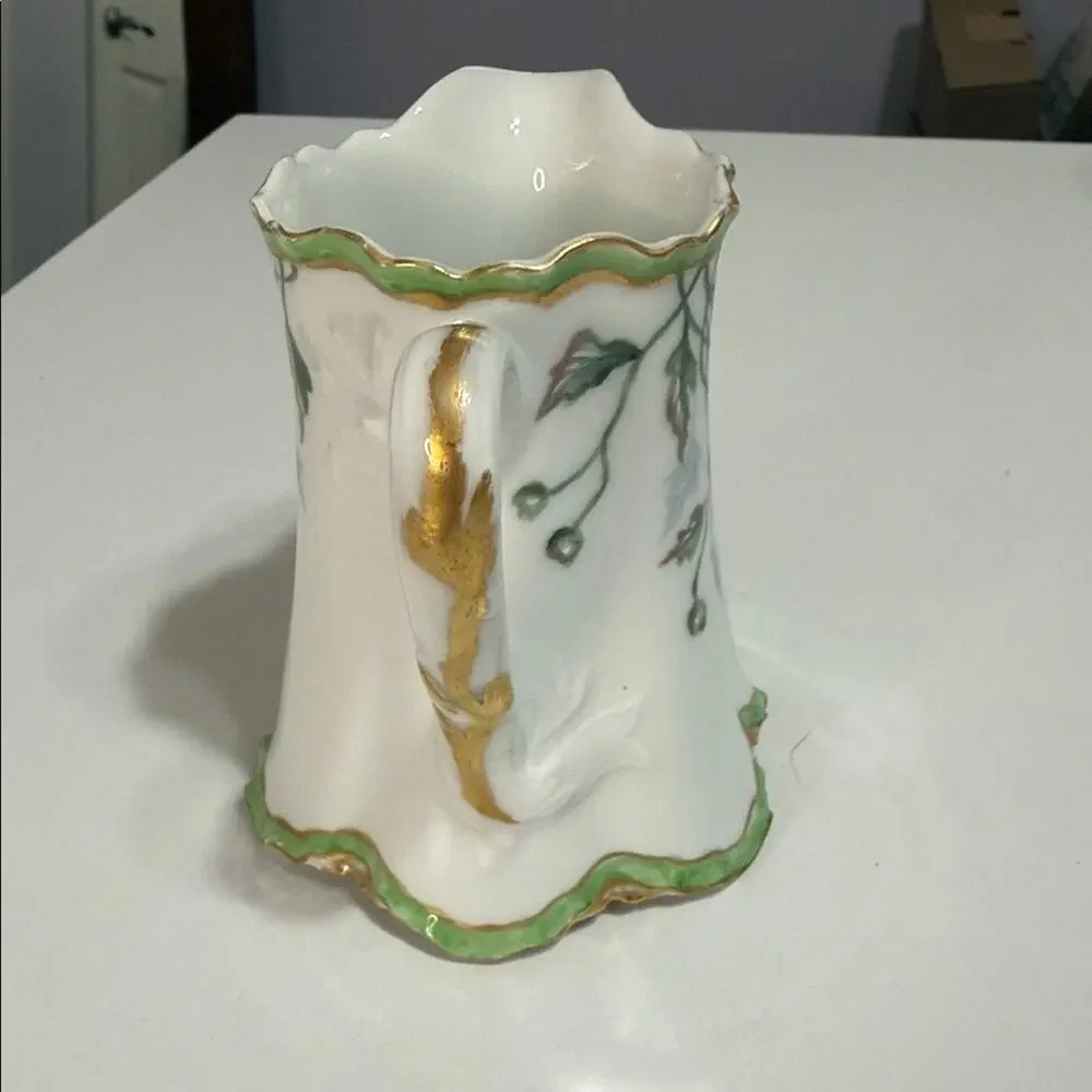 Vintage M&C L France Floral Porcelain Small Pitcher Creamer with Gold Trim